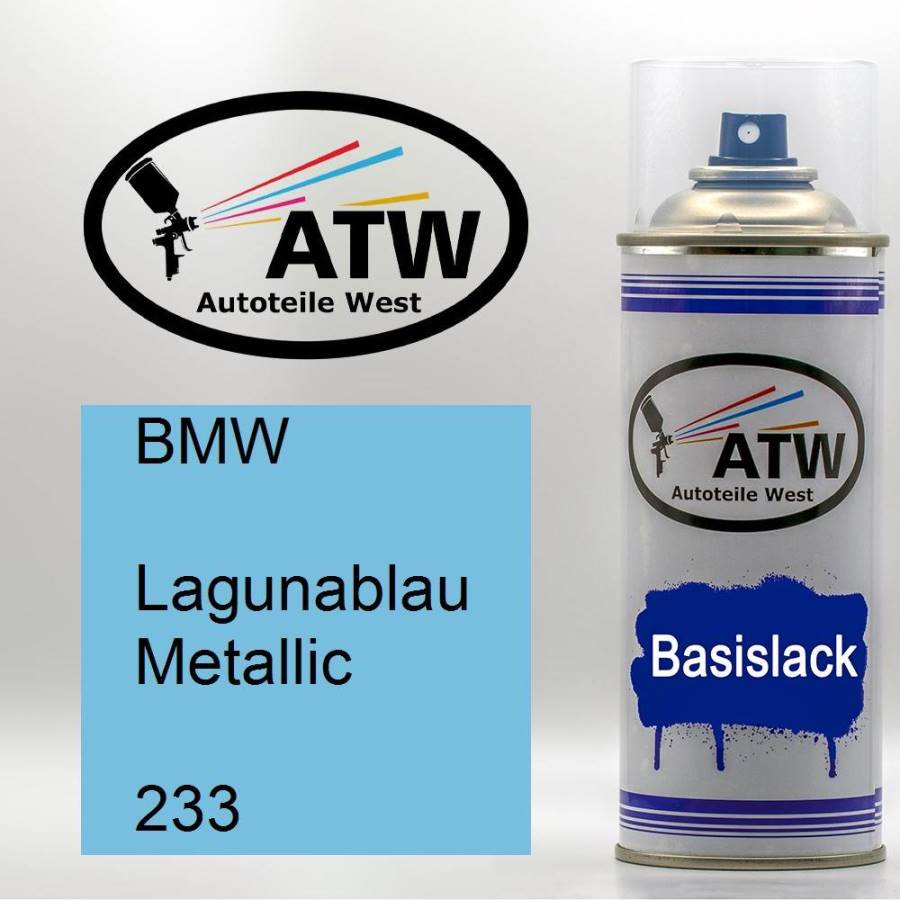 BMW, Lagunablau Metallic, 233: 400ml Sprühdose, von ATW Autoteile West.